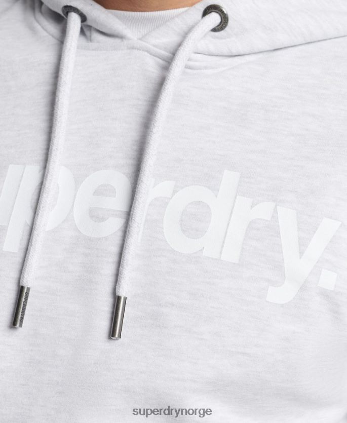 Superdry lysegrå klær 86P46D866 ubørstet hettegenser med kjernelogo menn