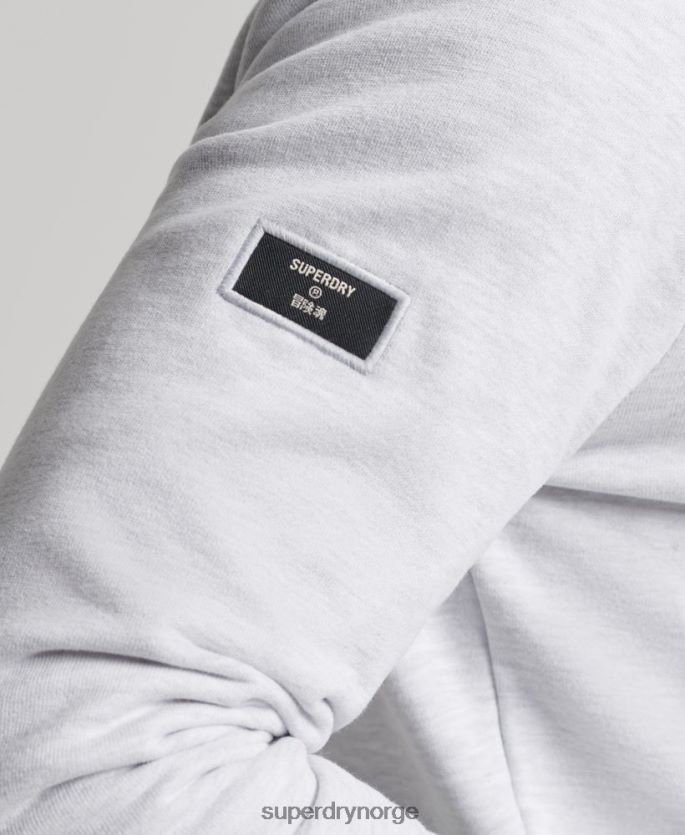 Superdry lysegrå klær 86P46D866 ubørstet hettegenser med kjernelogo menn