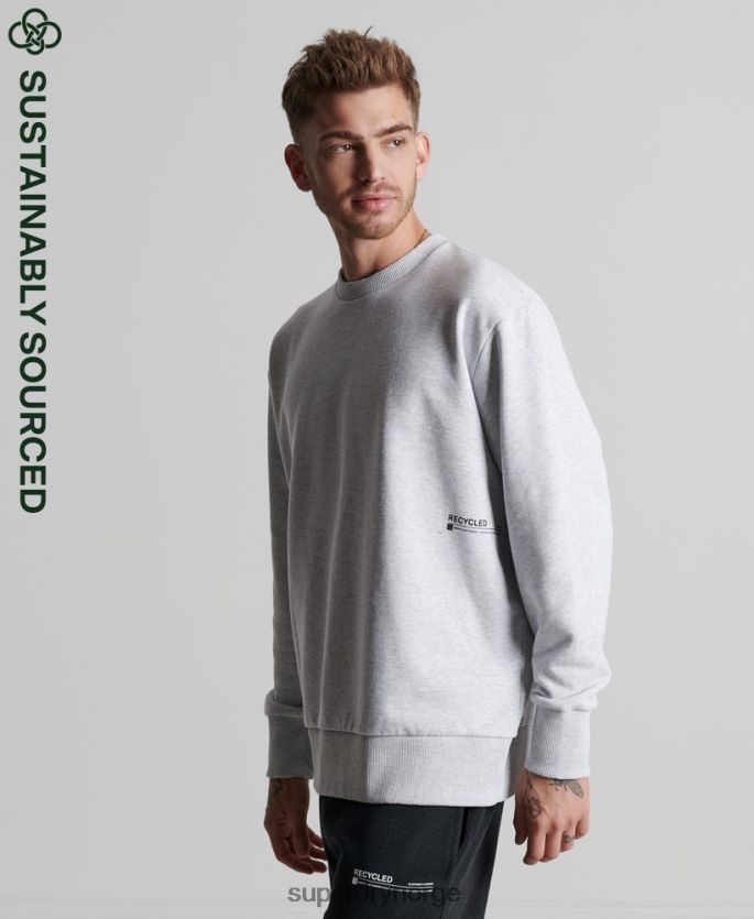 Superdry lysegrå klær 86P46D890 resirkulert mikro mid crew sweatshirt menn