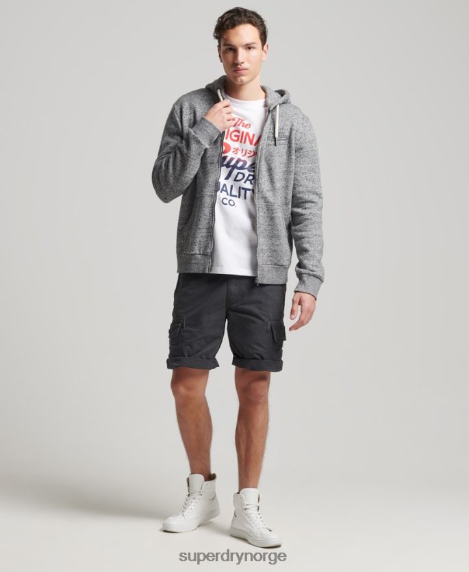 Superdry lysegrå klær 86P46D892 script style college hettegenser med glidelås menn