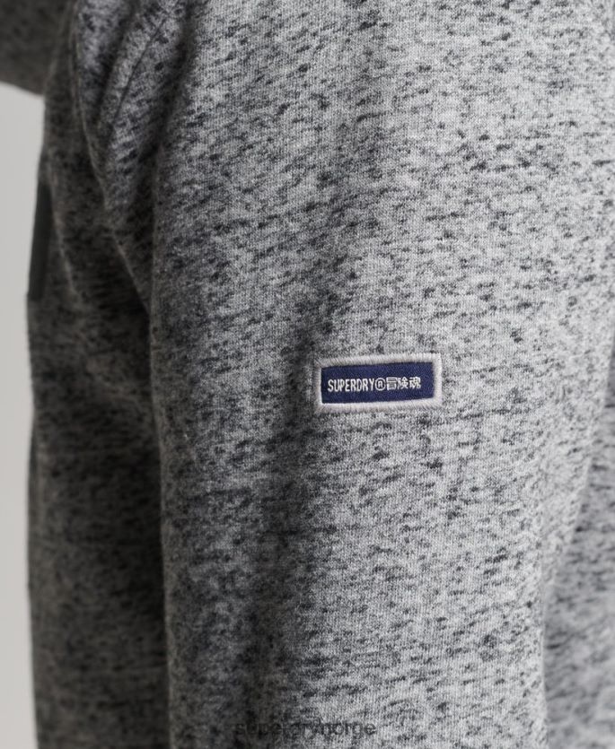 Superdry lysegrå klær 86P46D892 script style college hettegenser med glidelås menn