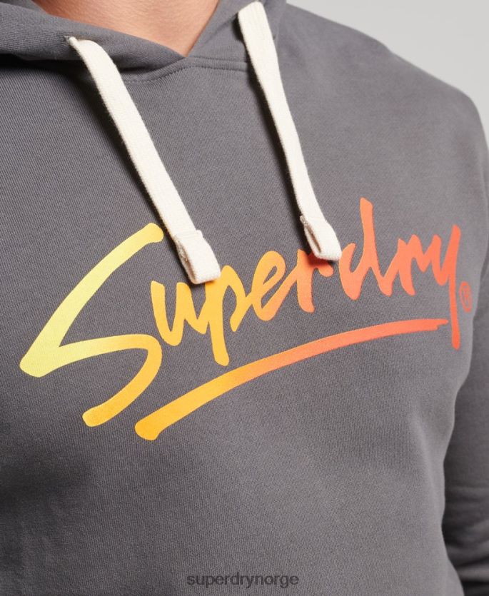Superdry mørk grå klær 86P46D4998 vintage downtown script hettegenser menn