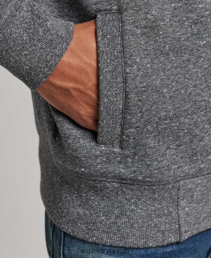 Superdry mørk grå klær 86P46D5010 organisk bomull vintage logo glidelås spor topp menn