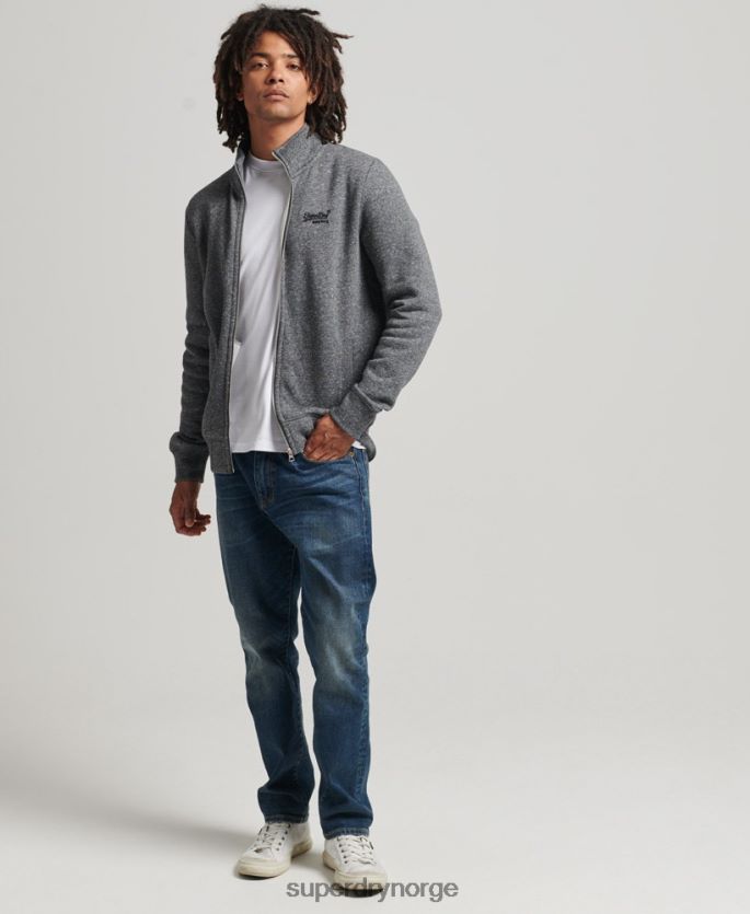 Superdry mørk grå klær 86P46D5010 organisk bomull vintage logo glidelås spor topp menn