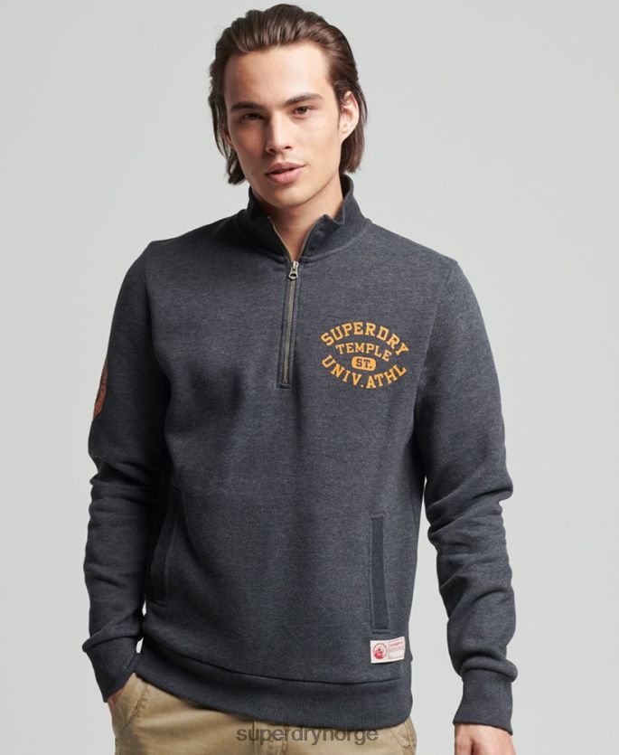 Superdry mørk grå klær 86P46D5040 vintage atletisk henley sweatshirt menn