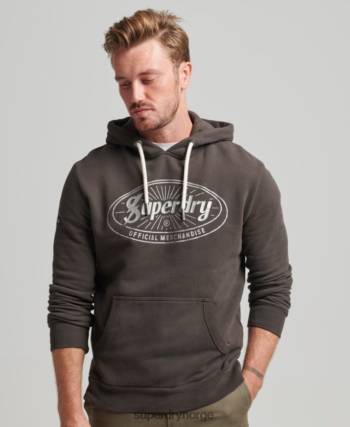 Superdry mørk grå klær 86P46D5073 vintage lightning-logo-hettegenser menn