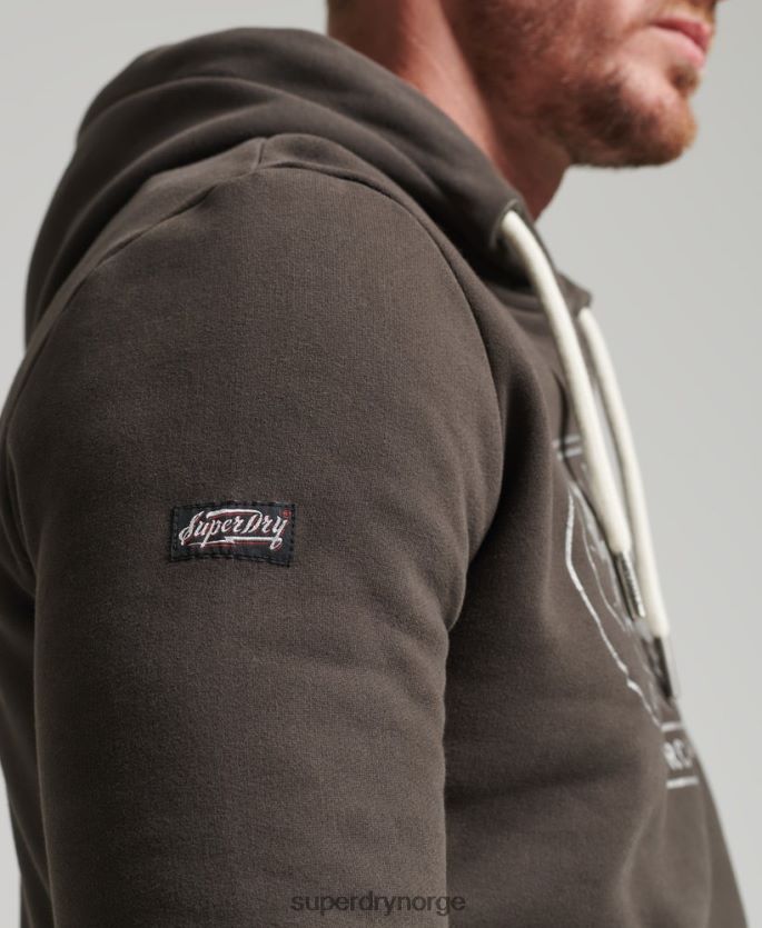 Superdry mørk grå klær 86P46D5073 vintage lightning-logo-hettegenser menn
