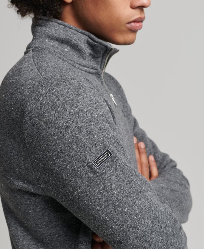 Superdry mørk grå klær 86P46D5105 Henley sweatshirt med vintage logo i økologisk bomull menn