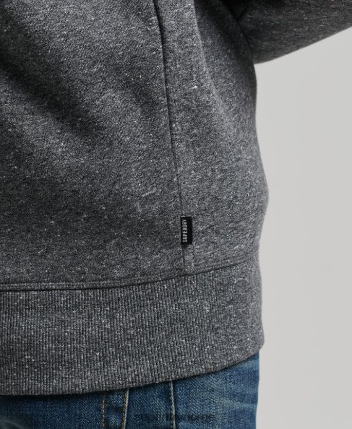 Superdry mørk grå klær 86P46D5105 Henley sweatshirt med vintage logo i økologisk bomull menn