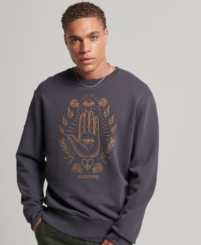 Superdry mørk grå klær 86P46D5111 genser for psych rock crew menn