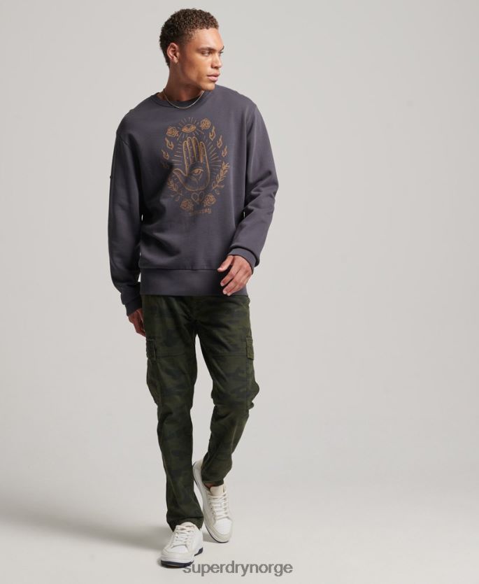 Superdry mørk grå klær 86P46D5111 genser for psych rock crew menn