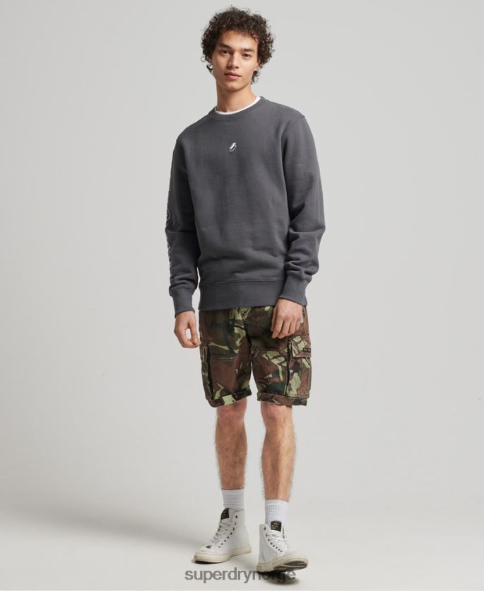 Superdry mørk grå klær 86P46D5125 kode lineær genser for løs mannskap menn