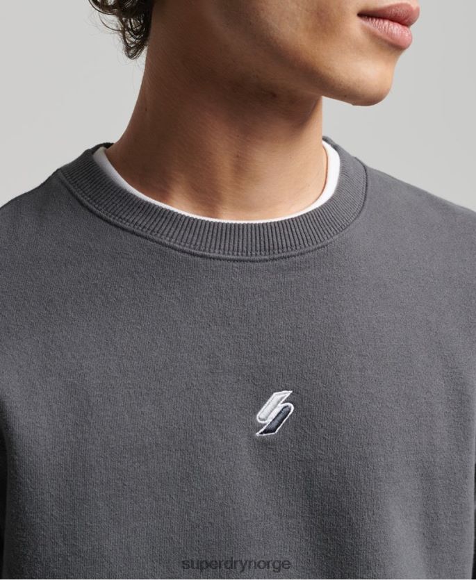Superdry mørk grå klær 86P46D5125 kode lineær genser for løs mannskap menn