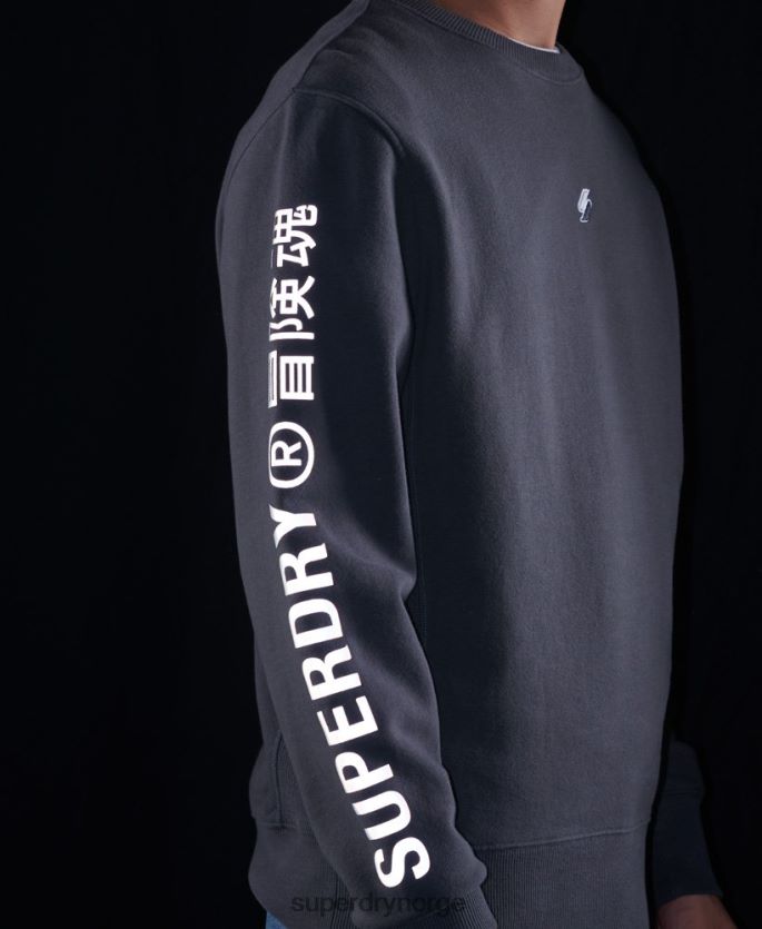 Superdry mørk grå klær 86P46D5125 kode lineær genser for løs mannskap menn