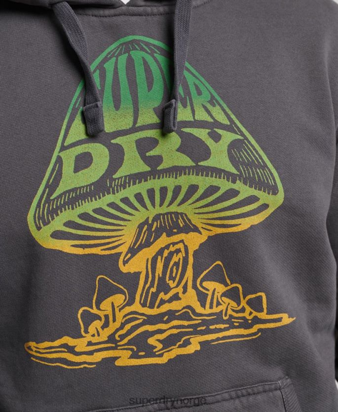 Superdry mørk grå klær 86P46D514 psych rock hettegenser menn