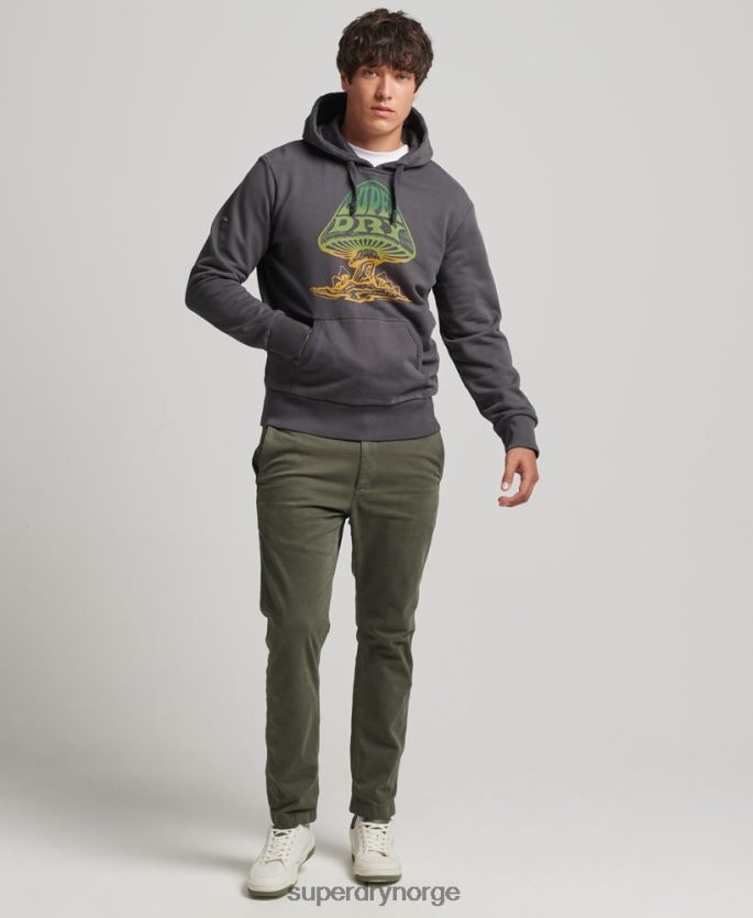 Superdry mørk grå klær 86P46D514 psych rock hettegenser menn