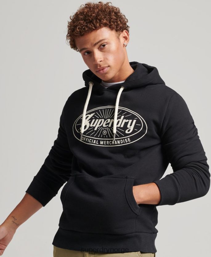 Superdry mørk grå klær 86P46D5166 vintage lightning-logo-hettegenser menn