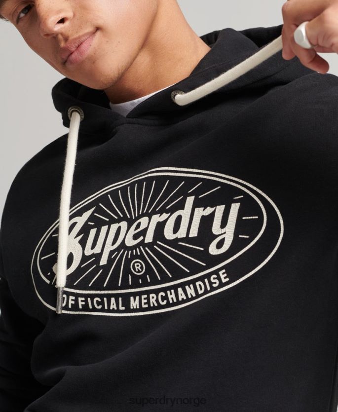 Superdry mørk grå klær 86P46D5166 vintage lightning-logo-hettegenser menn