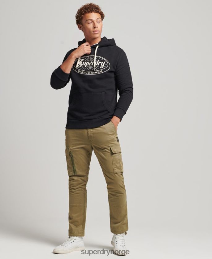 Superdry mørk grå klær 86P46D5166 vintage lightning-logo-hettegenser menn