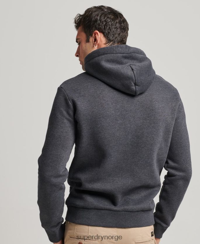 Superdry mørk grå klær 86P46D5200 college-hettegenser i vintage scriptstil menn