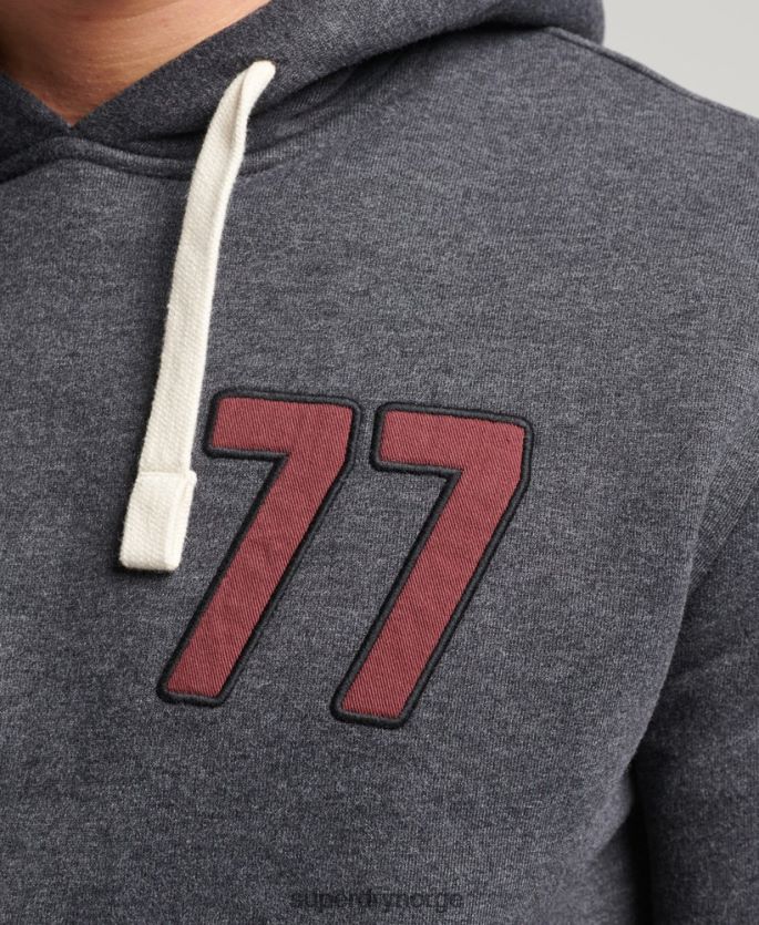 Superdry mørk grå klær 86P46D5200 college-hettegenser i vintage scriptstil menn