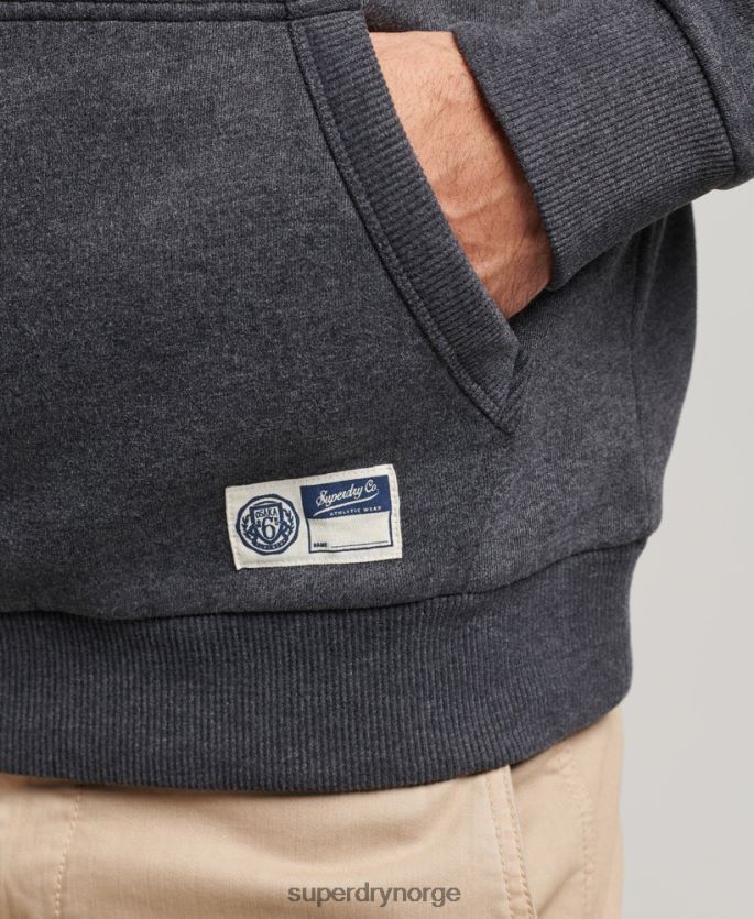 Superdry mørk grå klær 86P46D5200 college-hettegenser i vintage scriptstil menn