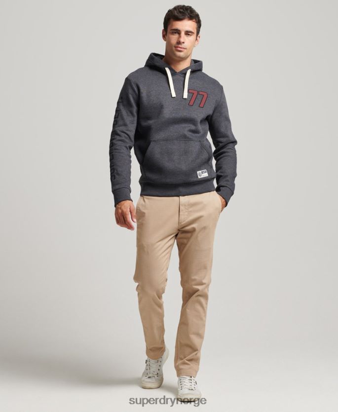 Superdry mørk grå klær 86P46D5200 college-hettegenser i vintage scriptstil menn