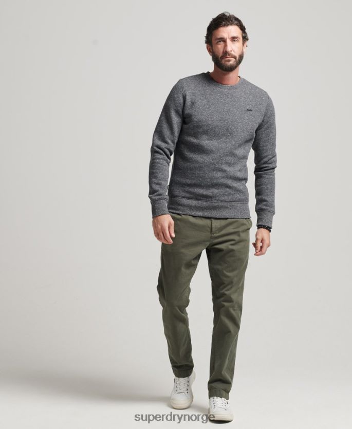 Superdry mørk grå klær 86P46D5226 genser med logobesetning i økologisk bomull menn