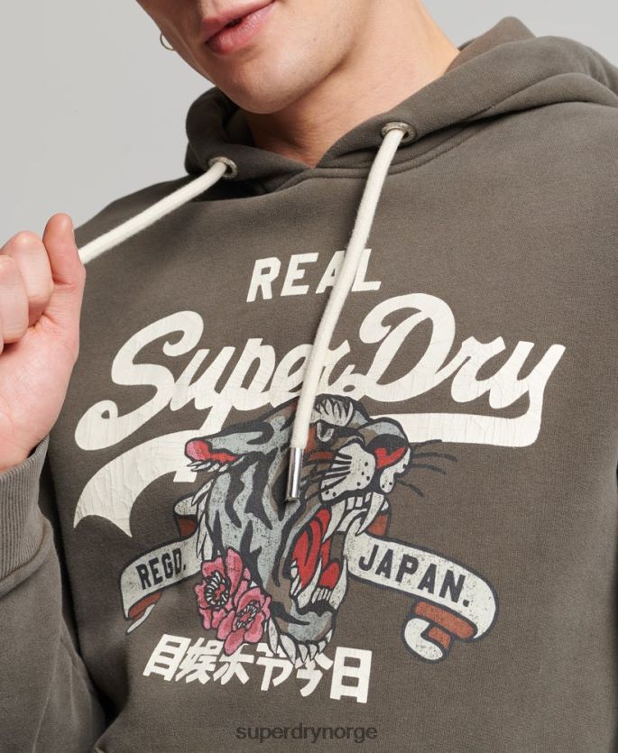 Superdry mørk grå klær 86P46D535 vintage logo-fortelling hettegenser menn