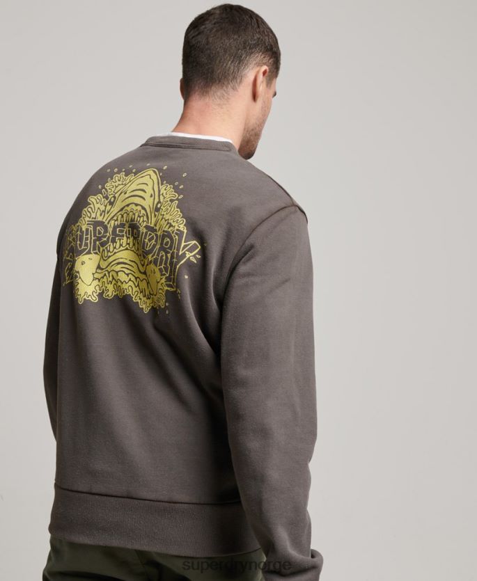 Superdry mørk grå klær 86P46D565 creatures crew sweatshirt menn