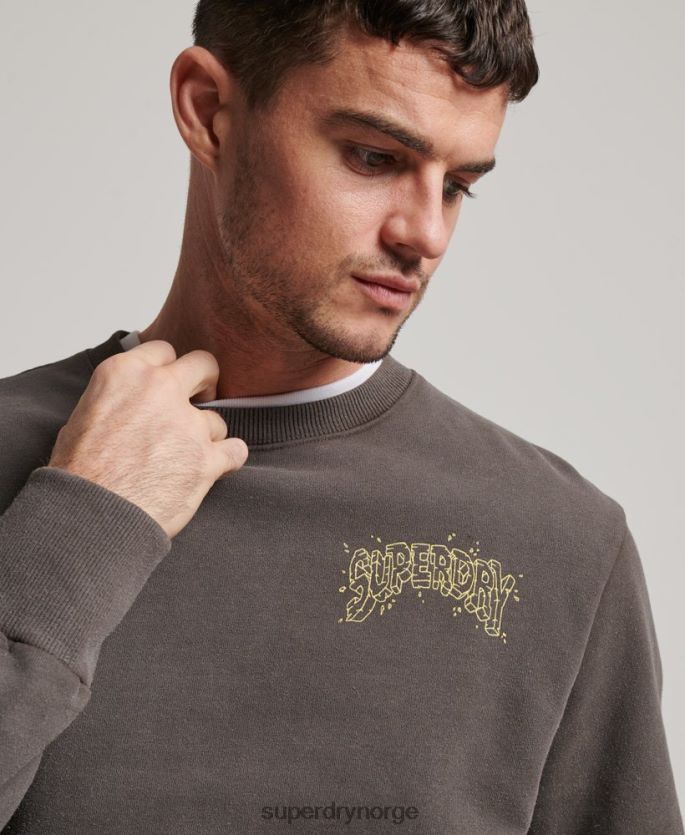 Superdry mørk grå klær 86P46D565 creatures crew sweatshirt menn