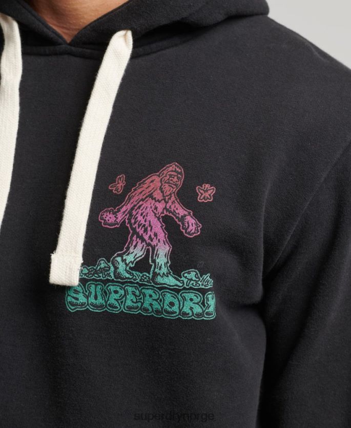 Superdry mørk grå klær 86P46D586 inn i skogen grafisk hettegenser menn