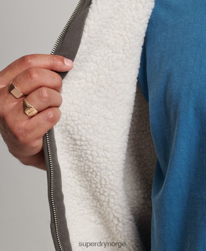 Superdry mørk grå klær 86P46D618 essensiell borg-fôret hettegenser med glidelås menn