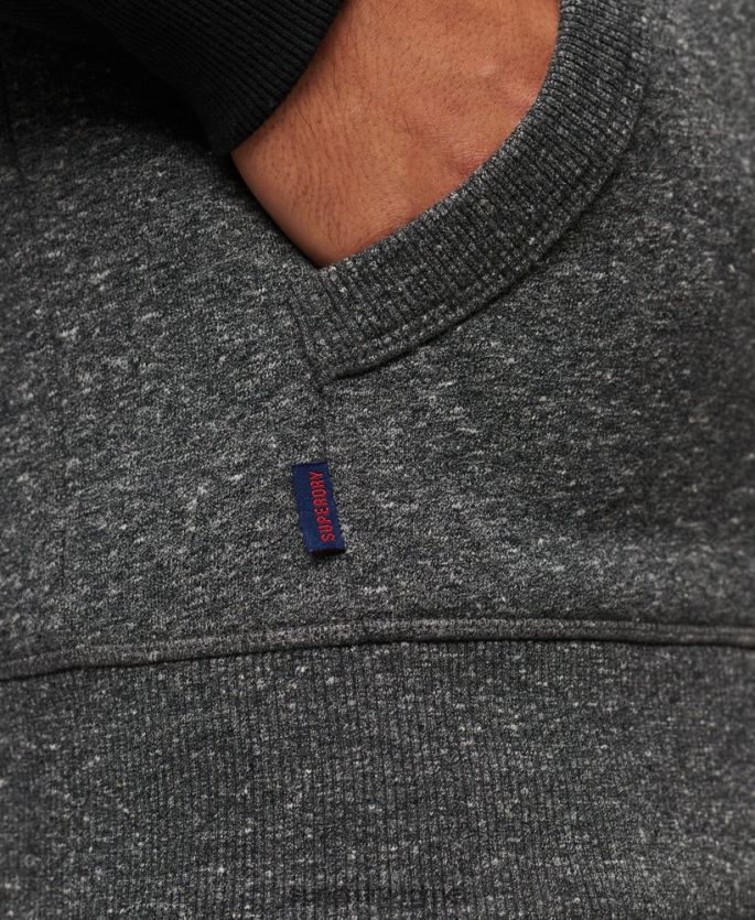 Superdry mørk grå klær 86P46D671 hettegenser med baseball-glidelås i økologisk bomull menn