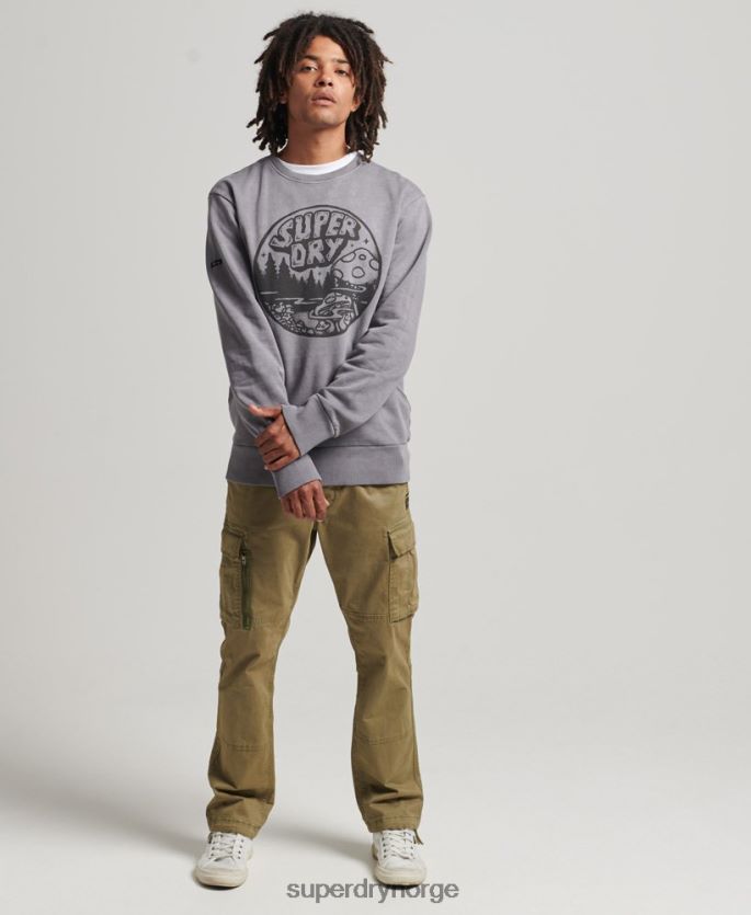 Superdry mørk grå klær 86P46D752 vintage into the woods crew sweatshirt menn