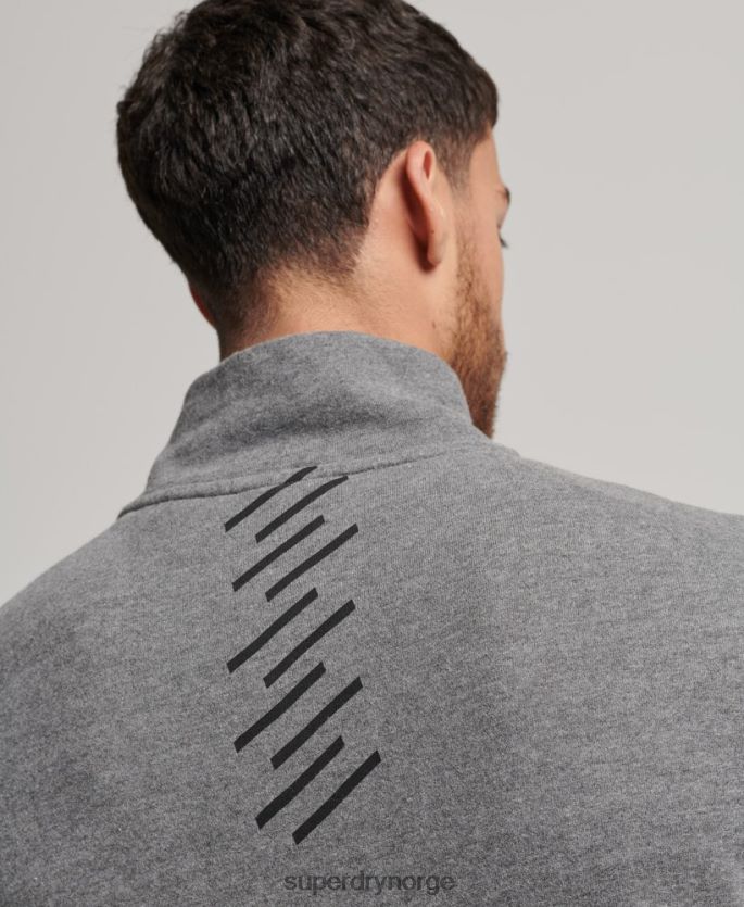 Superdry mørk grå klær 86P46D757 code core sport sweatshirt med halv glidelås menn
