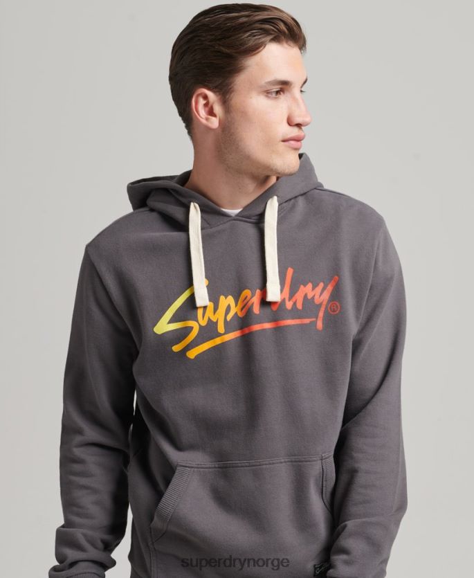Superdry mørk grå klær 86P46D817 vintage downtown script ubørstet hettegenser menn