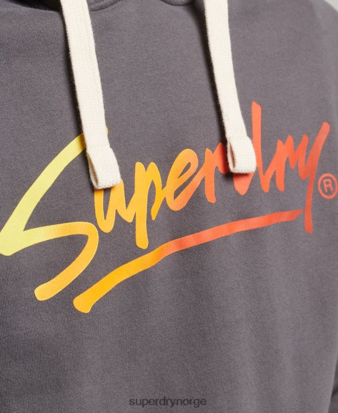 Superdry mørk grå klær 86P46D817 vintage downtown script ubørstet hettegenser menn