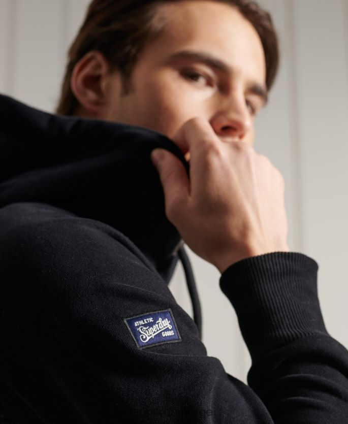 Superdry mørk grå klær 86P46D873 vintage logo duo raglan hettegenser med loopback menn