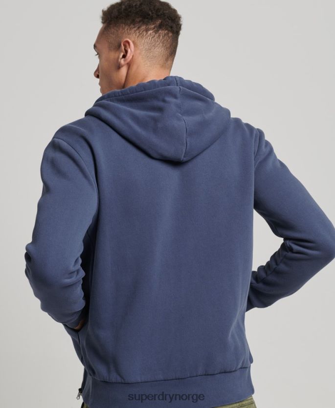 Superdry mørke blå klær 86P46D476 vintage logo neon hettegenser med glidelås menn