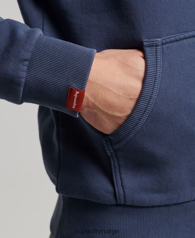 Superdry mørke blå klær 86P46D476 vintage logo neon hettegenser med glidelås menn