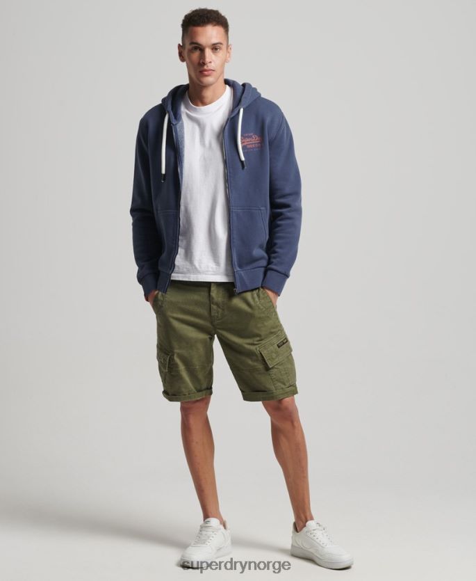 Superdry mørke blå klær 86P46D476 vintage logo neon hettegenser med glidelås menn