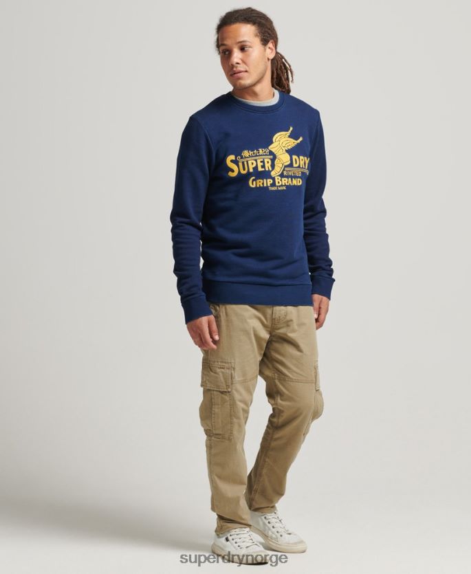 Superdry mørke blå klær 86P46D5157 wall sign crew sweatshirt menn