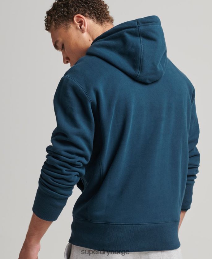 Superdry mørke blå klær 86P46D5161 hettegenser med stablet applikasjonslogo menn