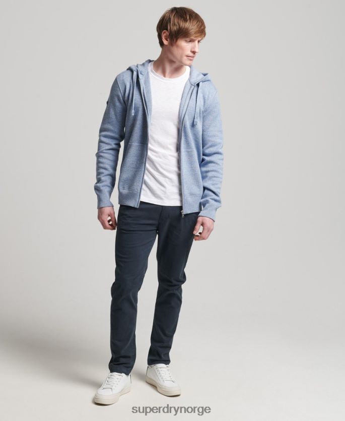 Superdry mørke blå klær 86P46D5260 essensiell hettegenser i økologisk bomull med glidelås menn