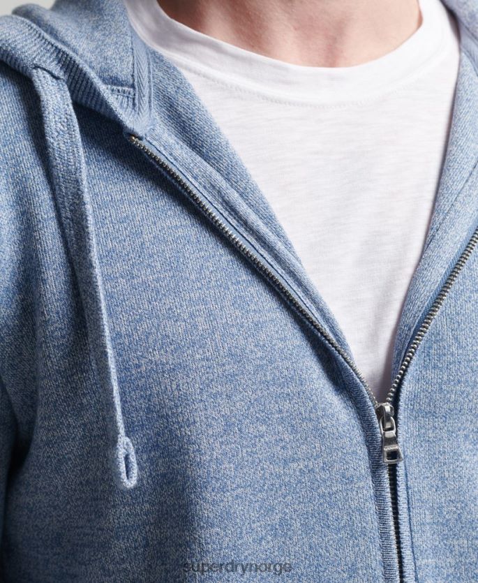 Superdry mørke blå klær 86P46D5260 essensiell hettegenser i økologisk bomull med glidelås menn