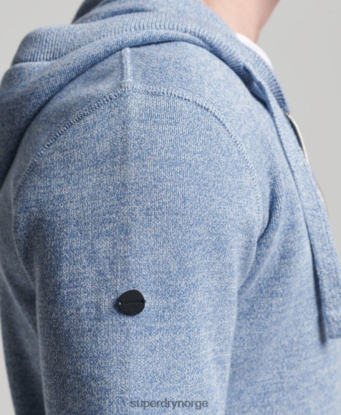 Superdry mørke blå klær 86P46D5260 essensiell hettegenser i økologisk bomull med glidelås menn