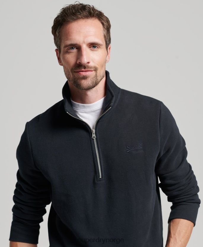 Superdry marinen klær 86P46D104 vintage logo brodert henley sweatshirt med glidelås menn