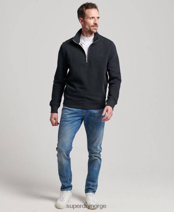 Superdry marinen klær 86P46D104 vintage logo brodert henley sweatshirt med glidelås menn