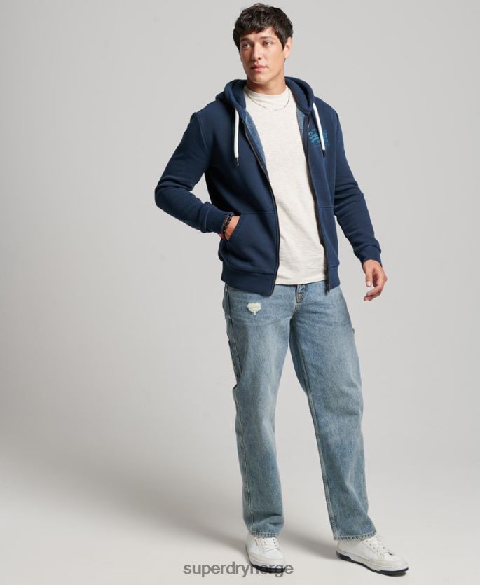 Superdry marinen klær 86P46D456 vintage logo neon hettegenser med glidelås menn